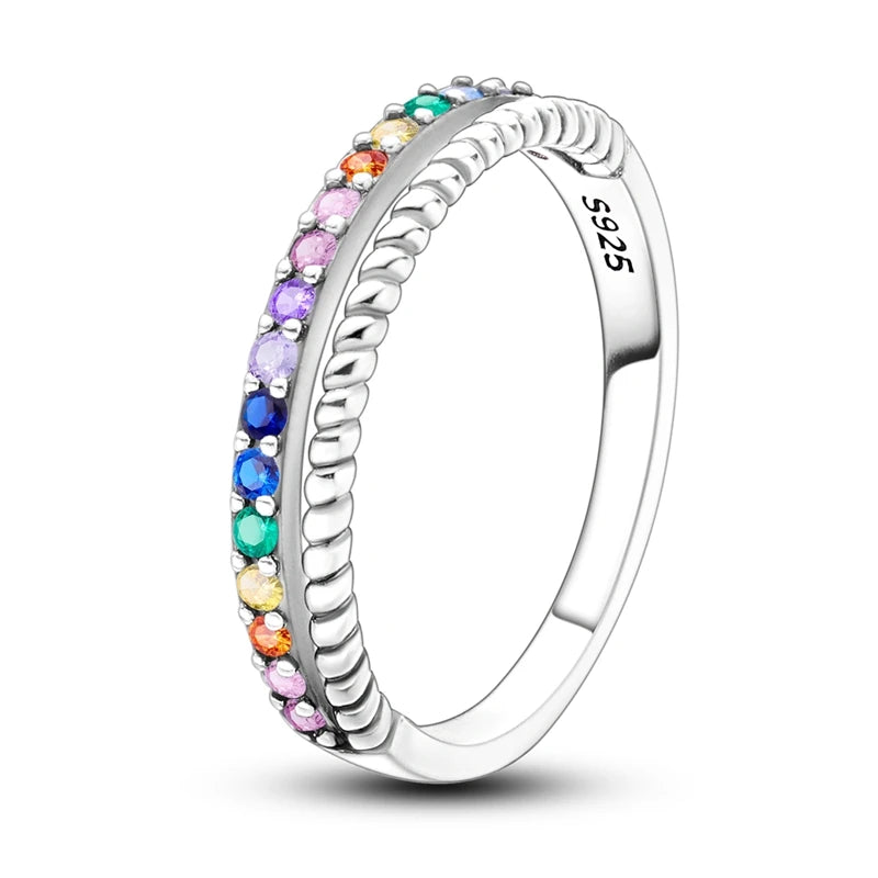 LAZA 925 Sterling Silver Colorful Rings Sparking Zirconium Bowknot Moon Sun Origina additional angle