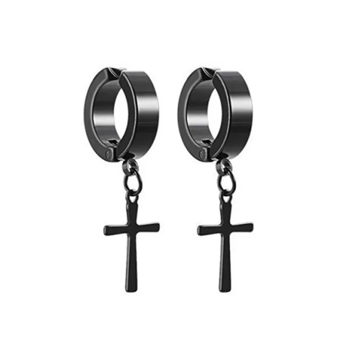 2pcs Punk Mens Strong Magnet Magnetic Ear Stud Set,Non Piercing Cross Clip-on Earring lifestyle view