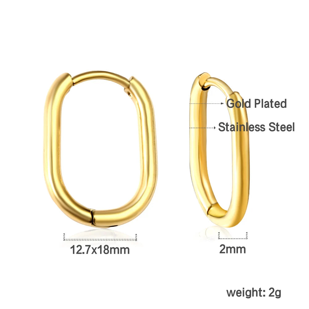 LUXUSTEEL Simple Hoop Earrings | Anti-Allergy Stainless Steel for Women detail view