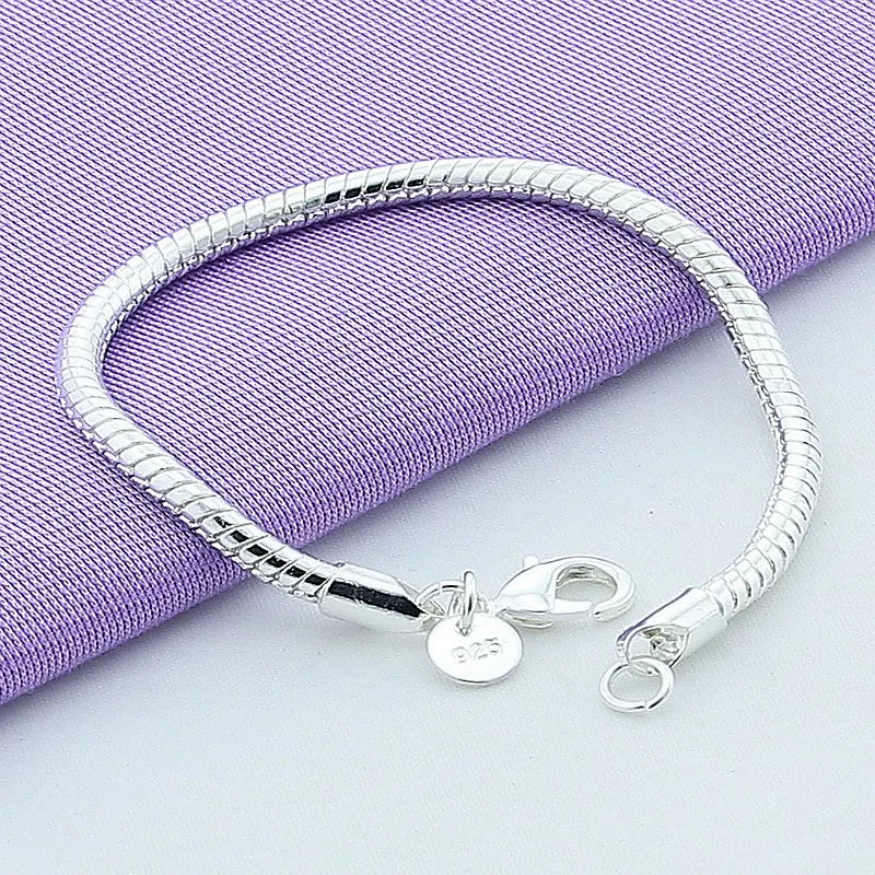 Sterling Silver Snake Chain Bracelet 3mm | DIY Jewelry Gift for Women additional angle