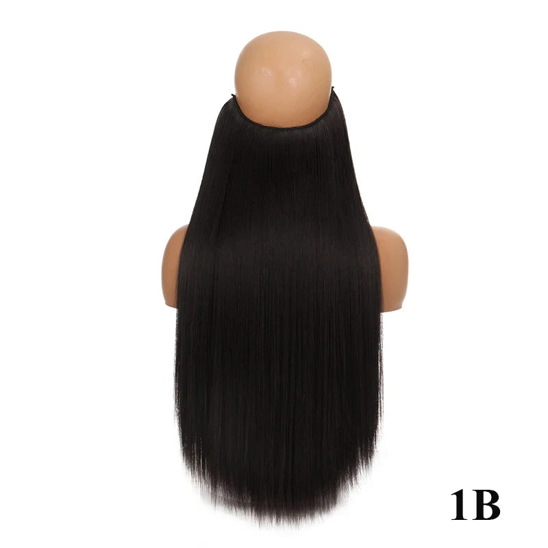 Fish line hair extension piece | 40cm 50cm 60cm straight and curly daily wear for women detail view