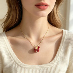 Vintage Style Pomegranate Pendant Necklace, Stylish and Elegant Collarbone Chain, Wom alternate view
