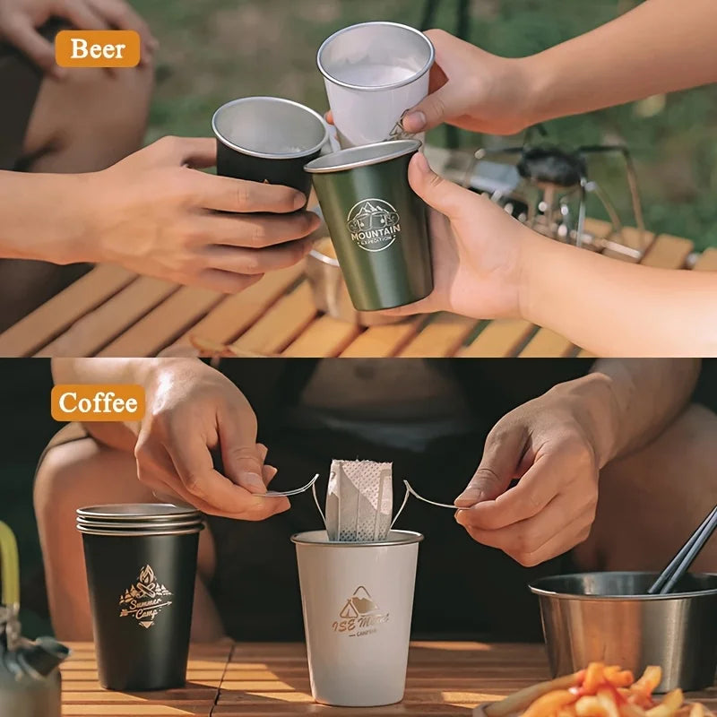 350ml Stainless Steel Beer Mug Outdoor Camping Beer Coffee Cup Milk Mug Hiking Picnic BB detail view