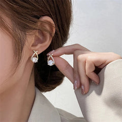 Fashion Cross Stud Earrings For Women Girls Korean Style Elegant Crystal Jewelry Ear alternate view