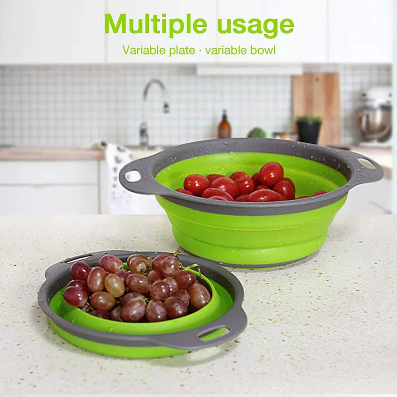 Silicone Vegetable and Fruit Cleaning and Drainage Basket Cleaning Basket 1PCS Folding W detail view