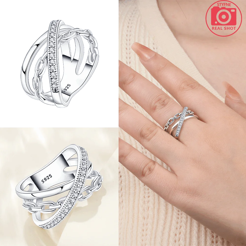 Original Romantic Heart-shaped White Zircon Shell Bowknot Rings 925 Sterling Silver Wo close-up view