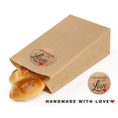 Vintage Kraft Paper Stickers | Handmade With Love Thank You Labels for Packaging and G close-up view
