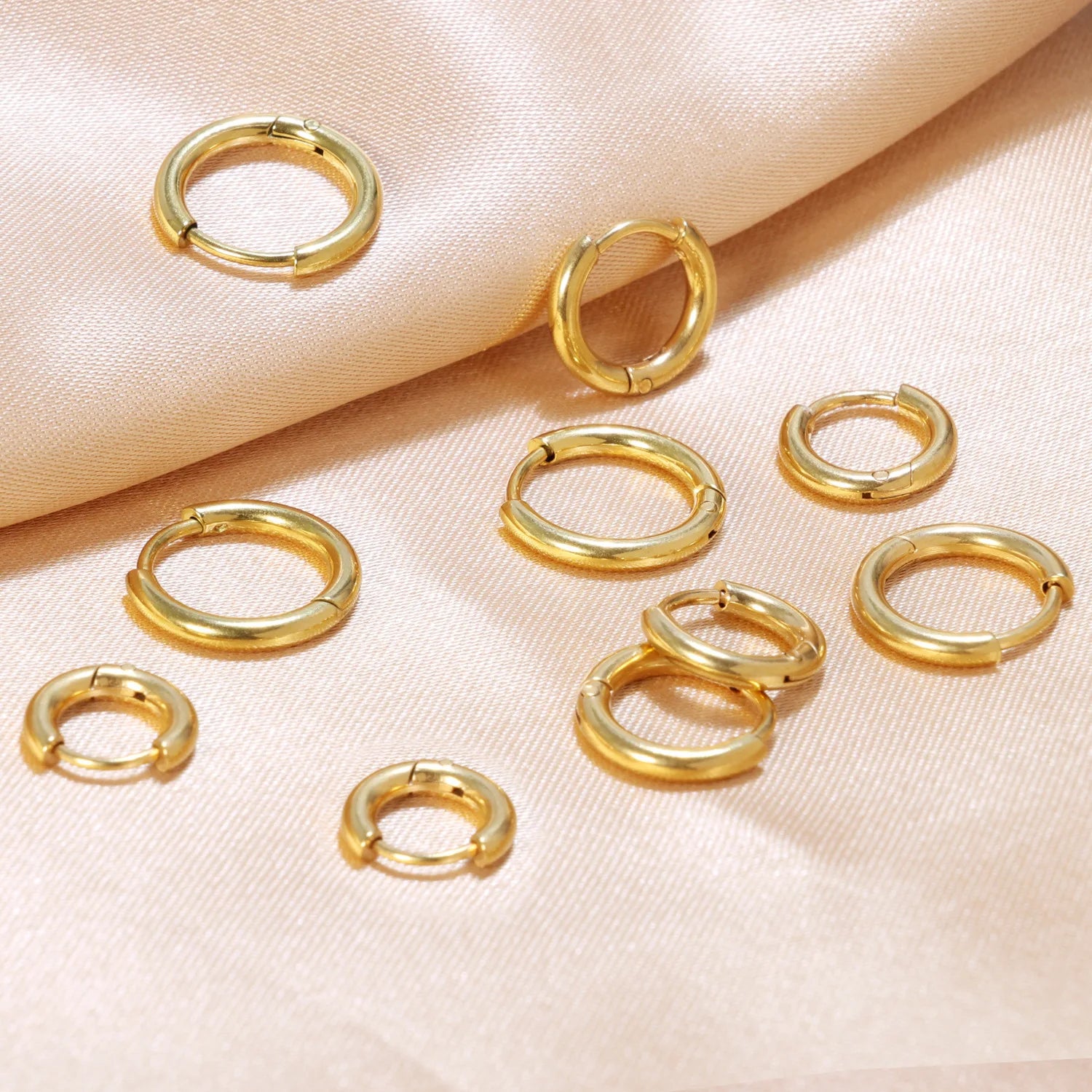 Small Hypoallergenic Hoop Earrings for Sensitive Ears | Stainless Steel Huggie Earrin lifestyle view