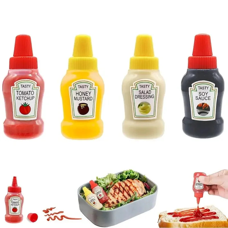 Mini Squeeze Condiment Bottles | 25ml Portable Camping Ketchup Oil Cruet Set lifestyle view