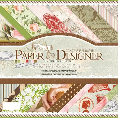 7 Inch Vintage Scrapbook Paper Set | 40 Sheets Retro Cardstock for DIY Crafts close-up view