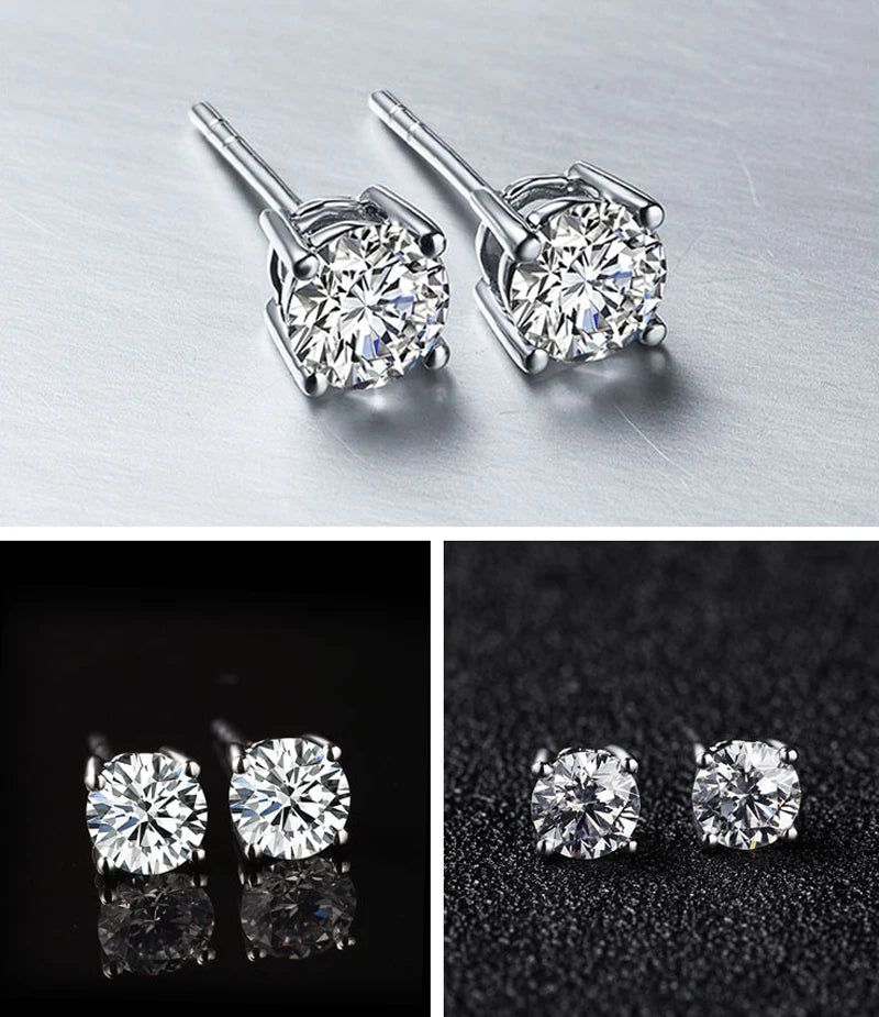 2.0ct Moissanite Earrings for Women Lab Grown Diamond Ear Studs 925 Sterling Silver Fine detail view