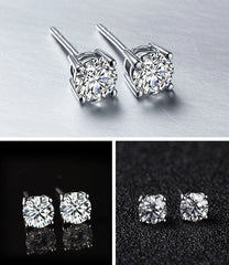 2.0ct Moissanite Earrings for Women Lab Grown Diamond Ear Studs 925 Sterling Silver Fine detail view