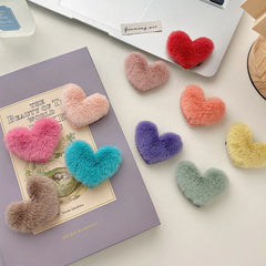 20Pcs/Lot Autumn Winter Women Hair Accessories Candy Color Plush Love Heart Shaped Bangs Hairpins Cute Hair Clip Girls Headdress