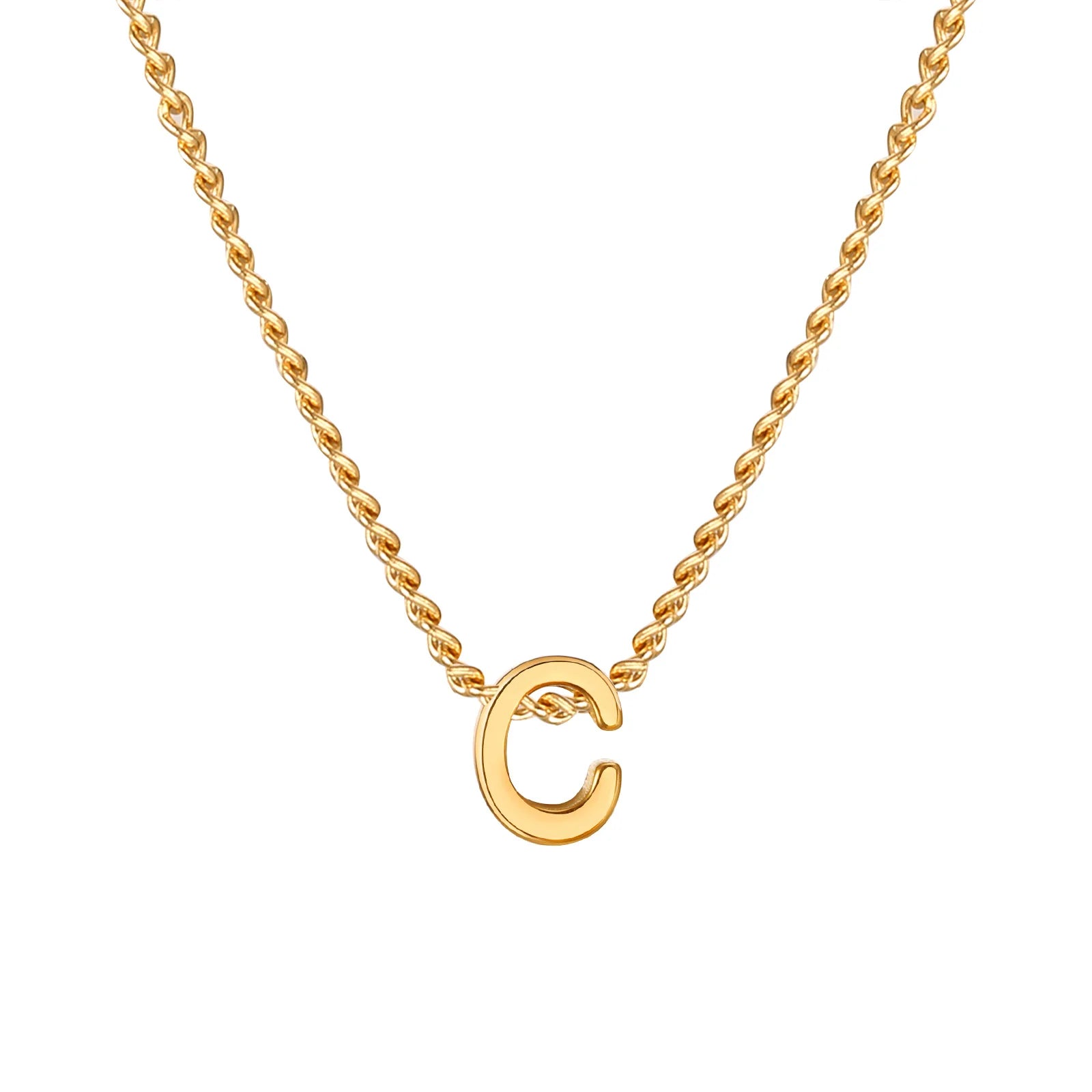 Vnox Chic Tiny A-Z Letters Necklaces for Women Girls, Gold Color Stainless Steel Initial detail view