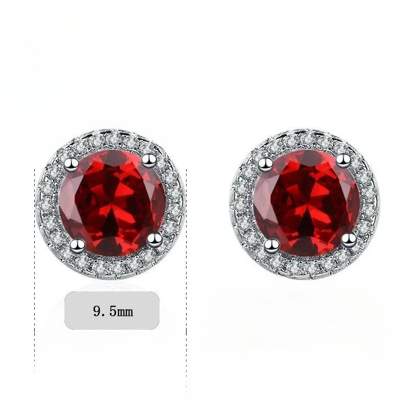 925 Sterling Silver Stud Earrings | Zircon and Colored Gemstone Elegant Jewelry lifestyle view