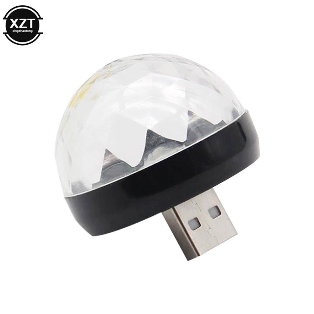 Mini USB LED Car Atmosphere Light | RGB Music Sound Control DJ Disco Lamp additional angle