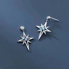 S925 Cubic Zirconia Octagonal Star Earrings | Trendy Silver Stud Earrings for Women alternate view