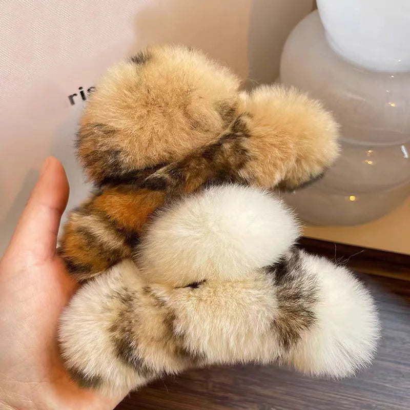 Plush Hair Clip, Cotton, 2 Pcs