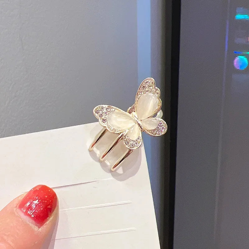 Beautiful Hair Clips for Woman Fine Rhinestone Studded Metal Butterfly Small Spring Clip Woman Hair Accessories