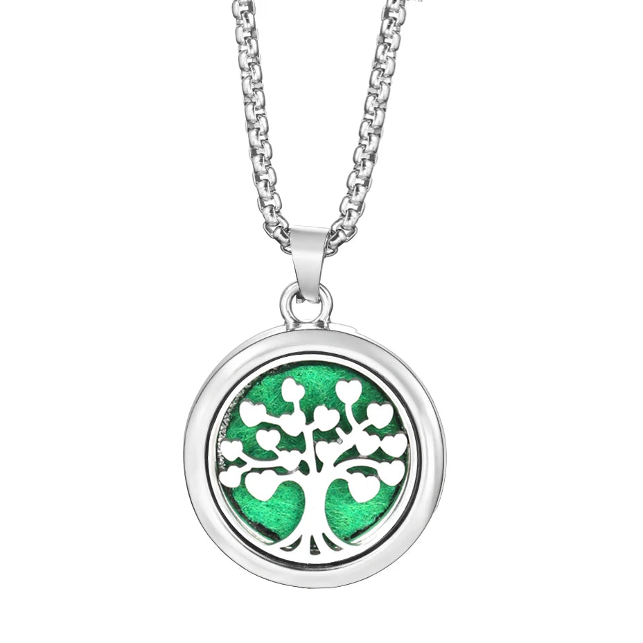 20mm Pattern Insert Perfume Pad Locket Necklace | Stainless Steel Aromatherapy Pendan lifestyle view