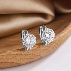 Huitan Cubic Zirconia Hoop Earrings | Dainty Fashion Jewelry for Women detail view
