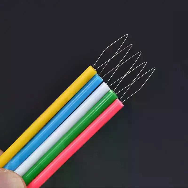 Multi-Color Cylindrical Needle Threader Tool for Sewing Beading - Durable Plastic Eas lifestyle view