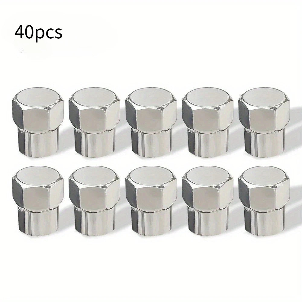40 Pcs Tire Valve Cap with O Rubber Ring Plastic Chrome Dust Proof Covers Universal Cars Bicycle Trucks Motorcycles Accessories