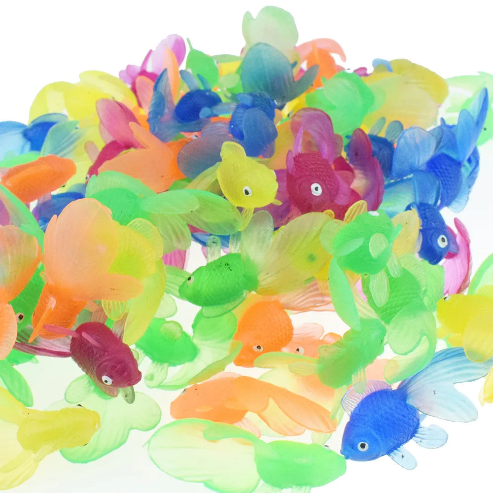 5/10/20Pcs/lot Colorful Simulation Goldfish Model Soft Rubber Gold Fish Small Goldfish T detail view