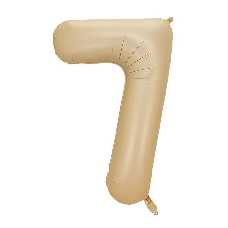 32 Inch Cream Color Number Balloons Set | Large Foil Helium Balloons for Birthday Part close-up view