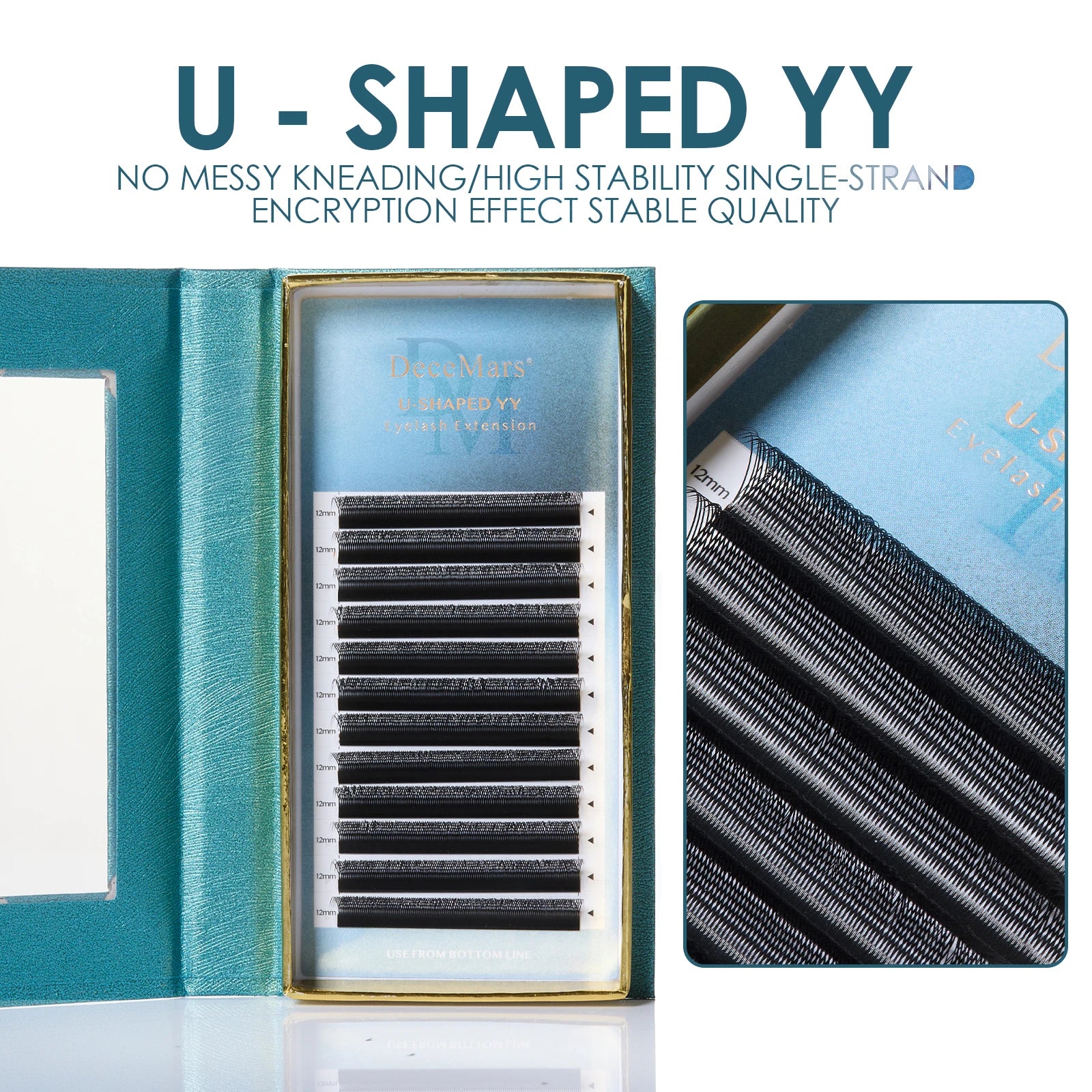 DeceMars 0.07mm U-Shaped YY Eyelash Extensions | Ultra-Fine Pre-Made Volume Lashes alternate view