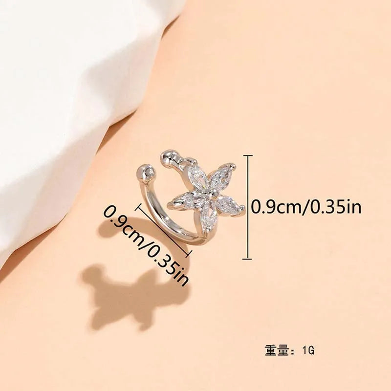 Exquisite Zircon Flower Ear Clip for Women Girls Luxury Shiny Crystal Non Piercing Ea lifestyle view