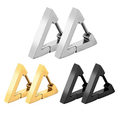 1 Pair Stainless Steel Geometric Triangle Unisex Punk Rock Earrings Women Men Piercing Push-Back Cli
