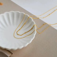 Dainty Gold Layered Bead Chain Necklace | Stainless Steel Star Pendant Jewelry alternate view