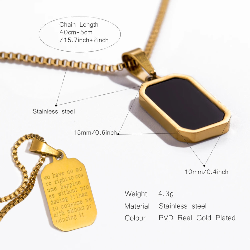 Classic Square Pendant Necklace for Women, Made of Stainless Steel alternate view