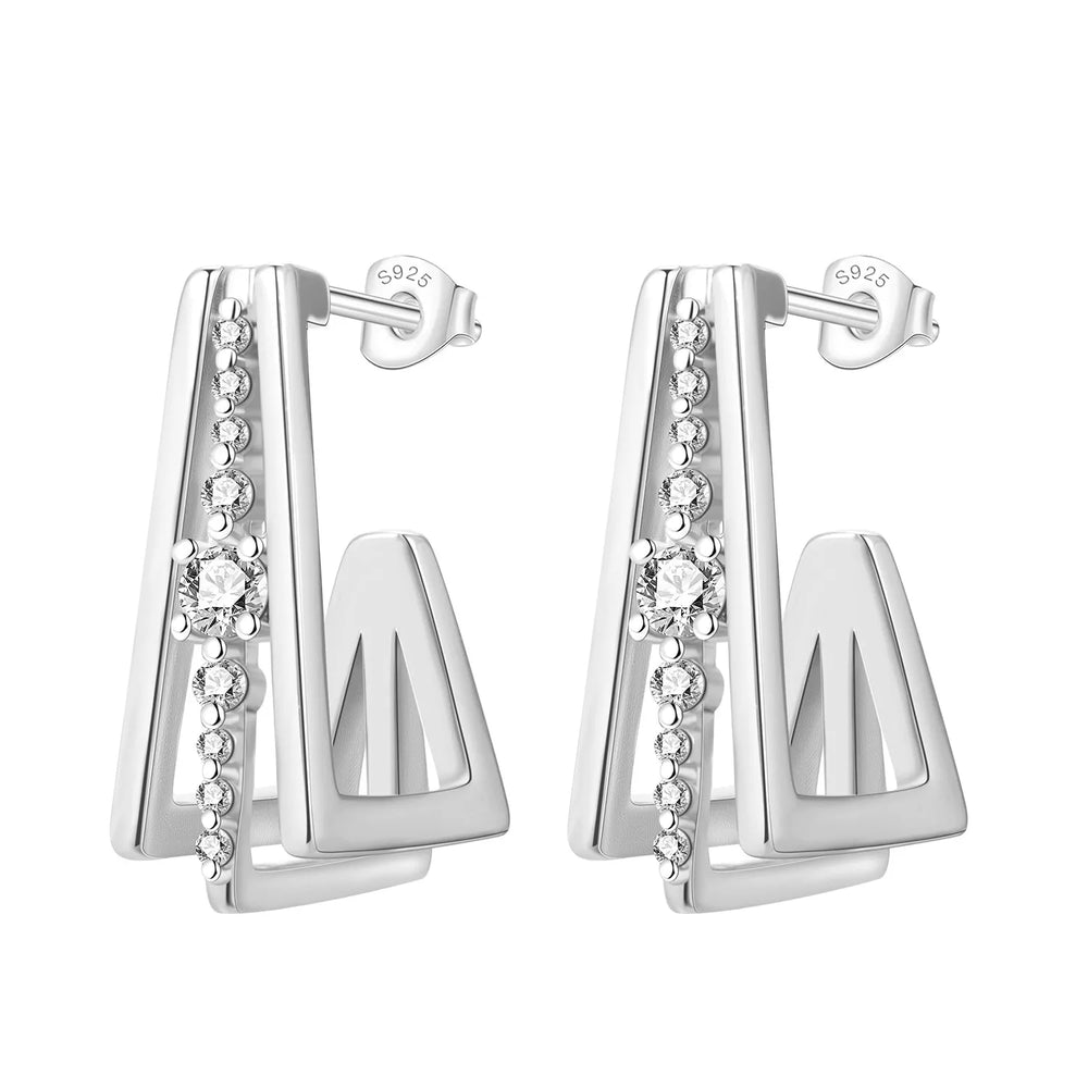 Orstarry S925 Sterling Silver Square Chain With Stone Inlaid Earrings Hoop Earrings F alternate view