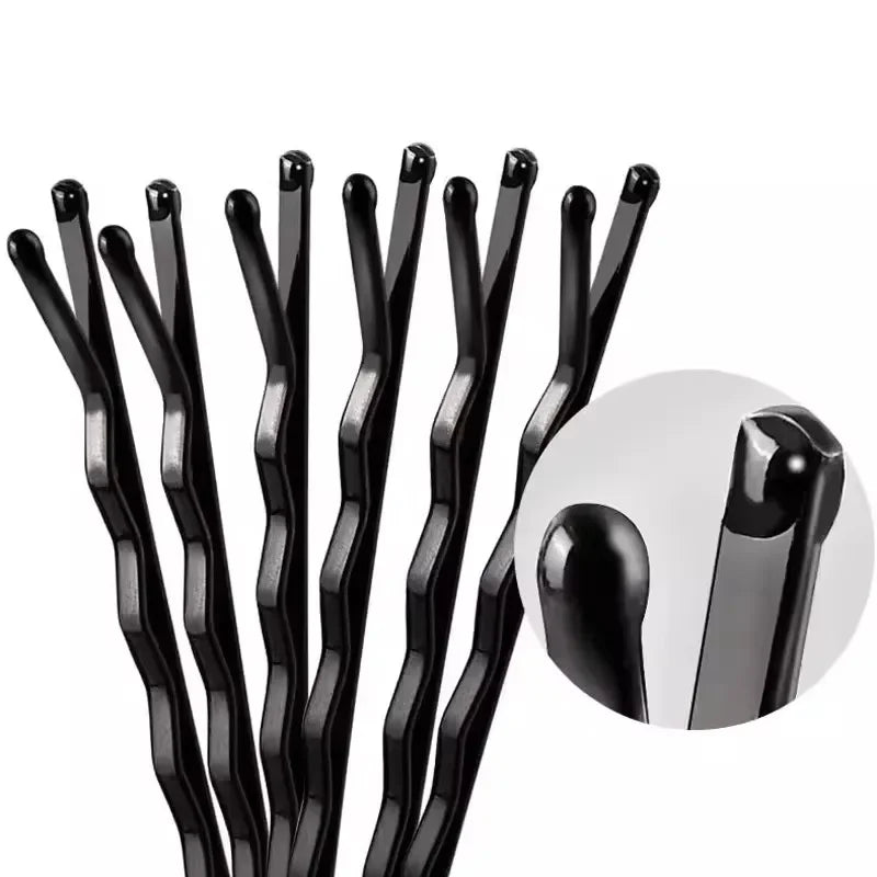 60/600pcs Black Hairpins for Women Hair Clip Lady Bobby Pins Invisible Wave Curly Brid close-up view
