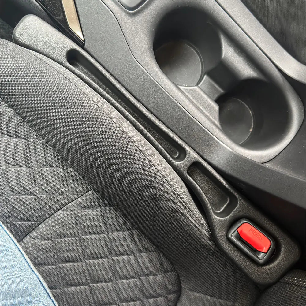 Car Seat Gap Filler 2 Pcs Dual Slot Storage Pad close-up view
