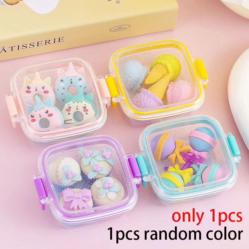 Creative Lunch Box Eraser Set Various Lovely Eraser Soft Pencil Eraser School Student alternate view
