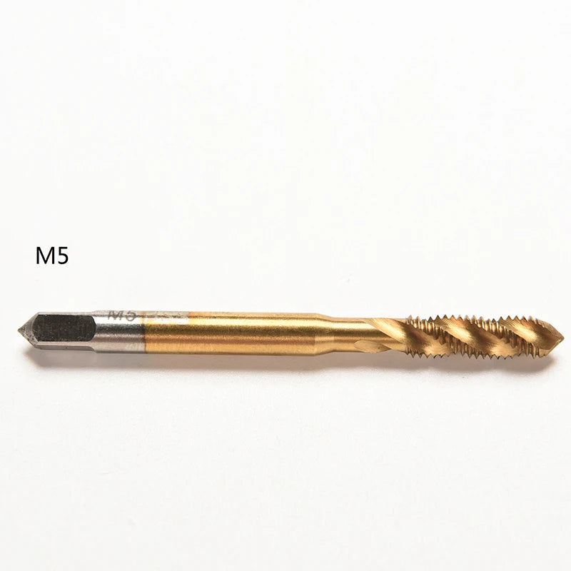 Titanium Coated HSS Spiral Fluted Machine Screw Tap Set | Metric Threading Tool detail view