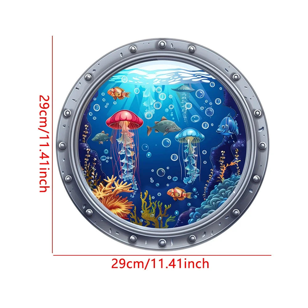 Classic 3D Sea World Dolphin Toilet Stickers | Self-Adhesive Waterproof Decor additional angle