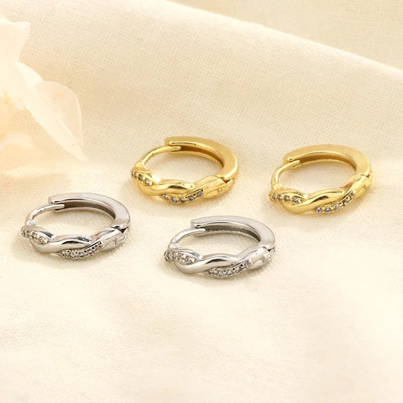 4PCS Fashion Stainless Steel Zirconia Star Huggie Hoop Earrings Set for Women Curious alternate view