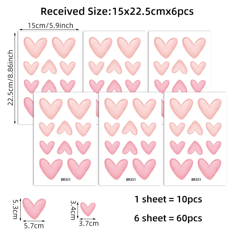 Bohemian Heart Wall Stickers | Self-Adhesive Home Decor for Girls close-up view