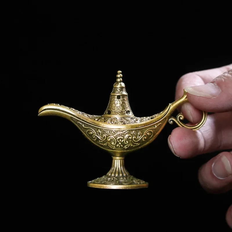 Antique Style Incense Burner | Metal Aroma Lamp for Home Decor additional angle