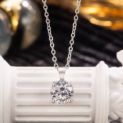 Mini Moissanite Real 925 Sterling Silver Pendant Necklace Female Clavicle Necklaces W alternate view