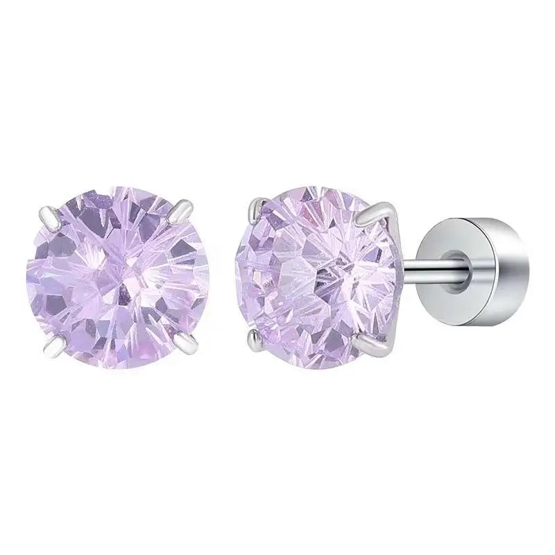 Crystal Stud Earrings Faceted Multicolor Stainless Steel Screw Back Tarnish Resistant lifestyle view