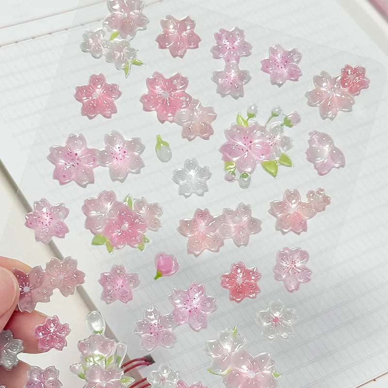 Korean Import Original NEKONI Sakura Cherry Blossom Pink 3D Relief Stickers Scrapbooking Diy Journal Cute Stationery Sticker