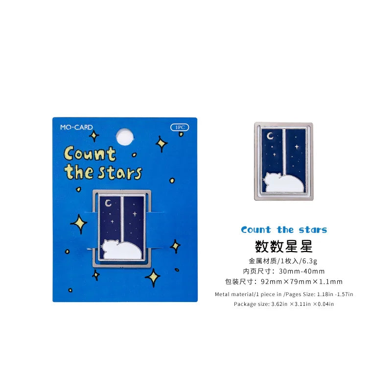 1 Piece Metal Bookmark Cat Life Cute Cartoon Page Clip for Reading Student Gift Boo additional angle