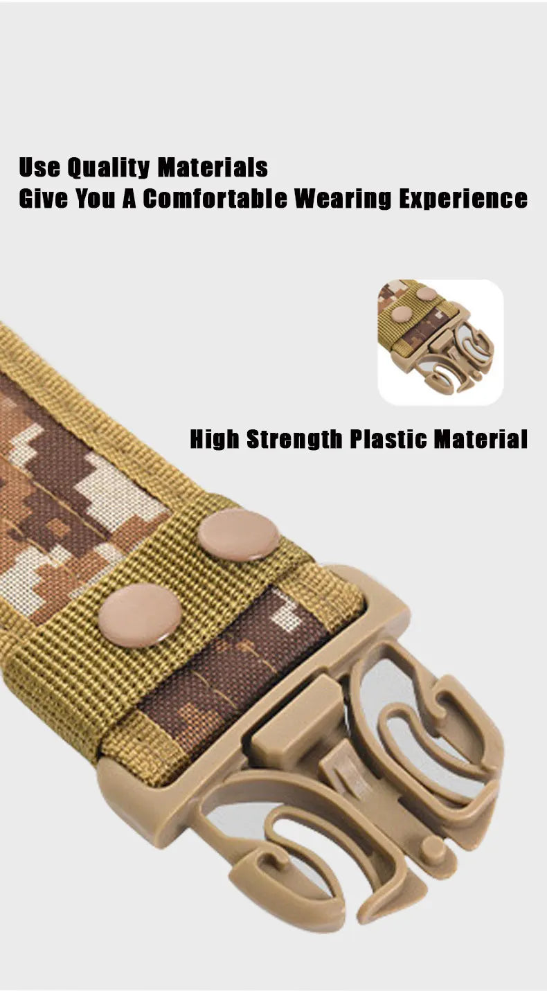 New Style Men's Quick-Release Tactical Belt - Outdoor Camouflage Nylon Wide Waist Belt f detail view