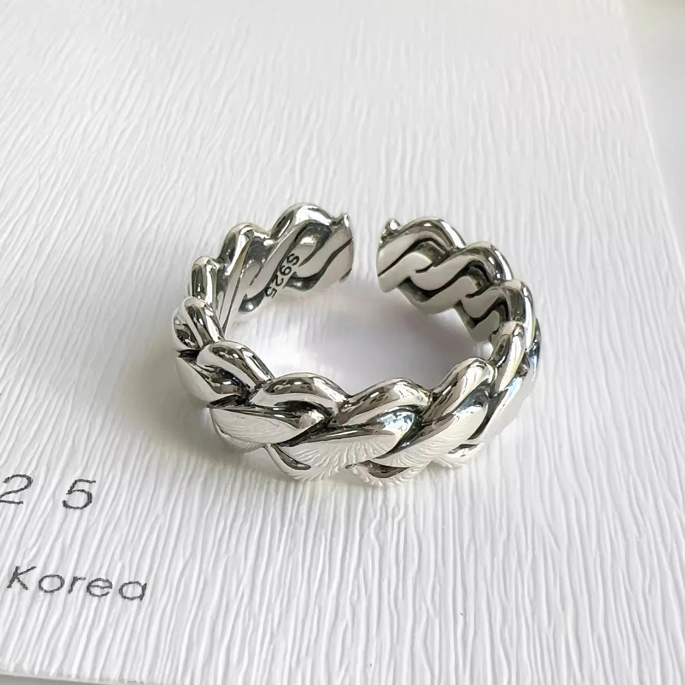 VENTFILLE 925 Sterling Silver Irregular Ring for Women Geometry Versatile Minimalis additional angle