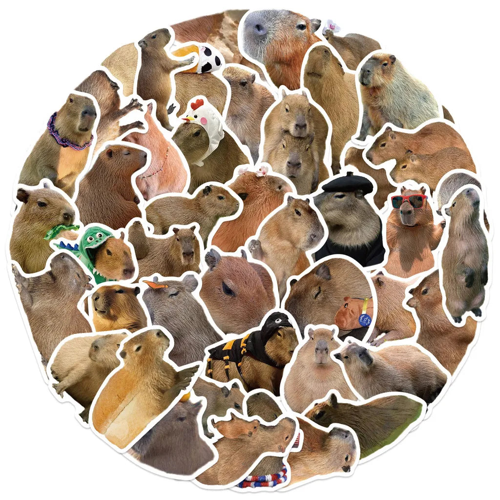 50Pcs Cartoon Capybara Graffiti Stickers | Waterproof Decals for Guitars, Laptops, an alternate view